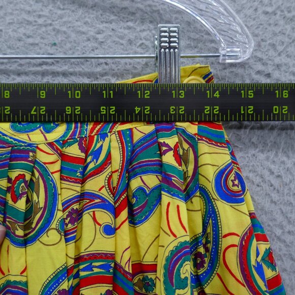 Chaus Womens Vintage Paisley Print Skirt 12 Yellow Red Blue Pleated Midi - Picture 8 of 11
